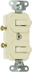 Legrand 690IGCC6 Double Combination Switch, 15 A, 120/277 VAC, Side Wire Terminal, Ivory