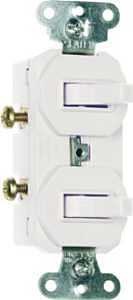 Legrand 690WGCC6 Double Combination Switch, 15 A, 120/277 VAC, Side Wire Terminal, White