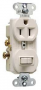 Legrand 691LACC6 Combination Switch/Receptacle, 1 -Pole, 15 A, 120/125 V, NEMA: NEMA 5-15R, Light Al