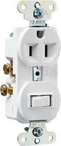 Legrand 691WCC6 Combination Switch/Receptacle, 1 -Pole, 15 A, 120/125 V, NEMA: NEMA 5-15R, White
