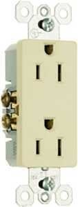 Pass & Seymour radiant Series 885ICC21 Duplex Receptacle, Thermoplastic, Ivory, 2-Pole, 3-Wire, 125 