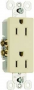 Pass & Seymour radiant Series 885ICC21 Duplex Receptacle, Thermoplastic, Ivory, 2-Pole, 3-Wire, 125 