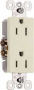 Pass & Seymour radiant Series 885LACC14 Duplex Receptacle, Thermoplastic, Light Almond, 2-Pole, 15 A