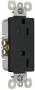 Pass & Seymour radiant Series 885TRBKCC8 Duplex Receptacle, Thermoplastic, Black, 2-Pole, 15 A, 125 
