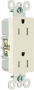 Pass & Seymour radiant Series 885TRLACC8 Duplex Receptacle, Thermoplastic, Light Almond, 2-Pole, 3-W