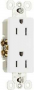 Pass & Seymour radiant Series 885WCC21 Duplex Receptacle, Thermoplastic, White, 2-Pole, 15 A, 125 V