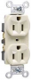 Pass & Seymour CRB5262ICC12 Duplex Receptacle, Brass/Nylon/PVC/Steel, Ivory, 2-Pole, 15 A, 125 V, Ba
