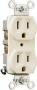 Pass & Seymour CRB5262LA Duplex Receptacle, Nylon/Thermoplastic, Light Almond, 2-Pole, 15 A, 125 V, 
