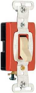 Pass & Seymour CSB20AC1ICC8 Series Switch, 1-Poles, Ivory/Red, 20 A, 120/277 VAC, Back Wire, Side Wi