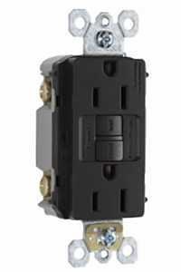 Legrand radiant 1597BKCCD12 GFCI Duplex Receptacle, 125 V, 15 A, NEMA: NEMA 5-15R, Black