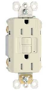 Pass & Seymour radiant Series 1597TRLACCD4 GFCI Duplex Receptacle, Nylon, Light Almond, 2-Pole, 15 A