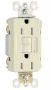 Pass & Seymour radiant Series 1597TRLACCD4 GFCI Duplex Receptacle, Nylon, Light Almond, 2-Pole, 15 A