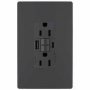 Legrand radiant&reg; 1597TRUSBACGC4 Self-Test GFCI USB Outlet, 2-Pole, 15/2.1 A, 125 VAC, 1-Gang, 2-USB 