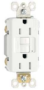 Pass & Seymour radiant Series 1597TRWCCD12 GFCI Duplex Receptacle, Nylon, White, 2-Pole, 15 A, 3-Wir