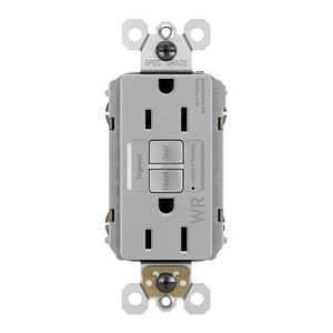 Legrand radiant 1597TRWRGRYCCD4 GFCI Receptacle, 125 VAC, 15 A, NEMA: NEMA 5-15R, Gray