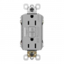 Legrand radiant 1597TRWRGRYCCD4 GFCI Receptacle, 125 VAC, 15 A, NEMA: NEMA 5-15R, Gray