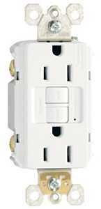 Pass & Seymour radiant Series 1597WCCD12 GFCI Duplex Receptacle, Nylon, White, 2-Pole, 15 A, 125 VAC