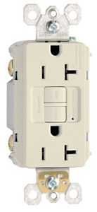 Pass & Seymour radiant Series 2097LACCD12 GFCI Duplex Receptacle, Nylon, Light Almond, 2-Pole, 20 A,